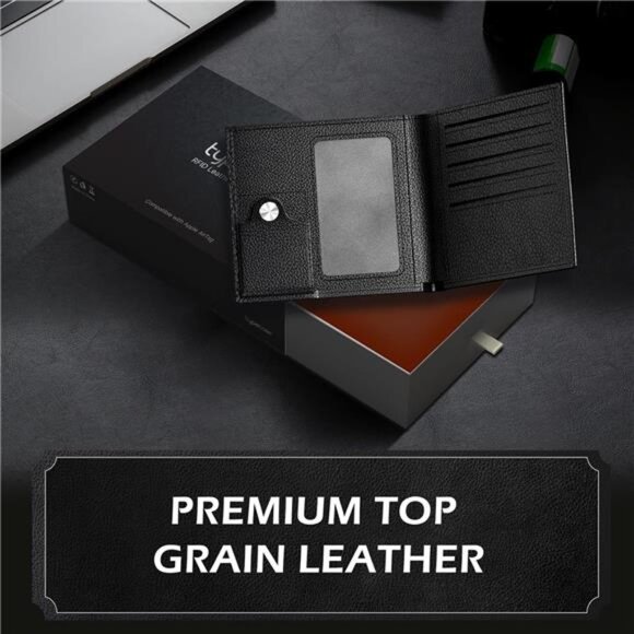 Mens Leather Wallet with AirTag Holder: Hidden Pocket Compatible - Picture 5 of 14